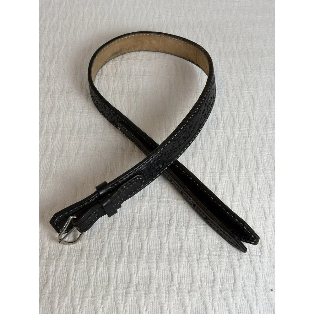 Black Leather Western Themed Belt  SIZE 40